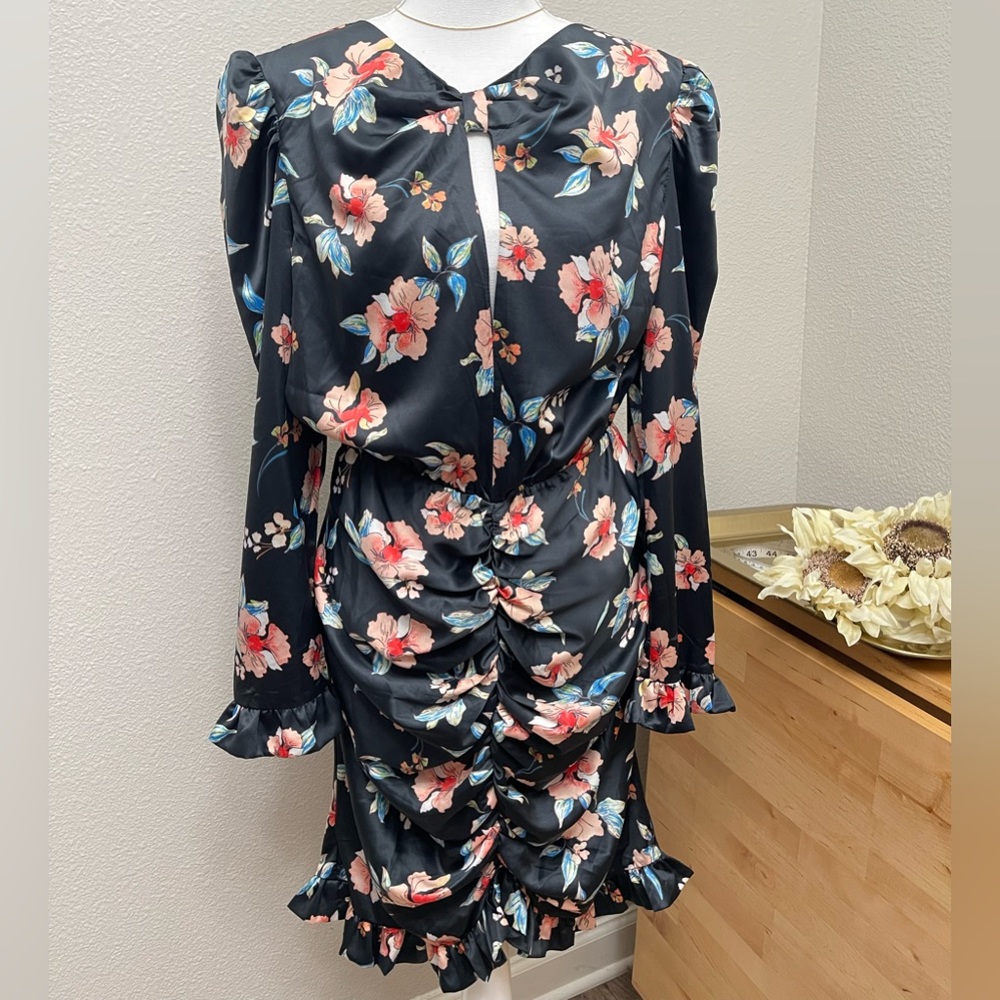 NWT- Wedding Guest Dress - Floral Satin Dress